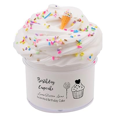 Dorothyworld Newest Birthday Cake Butter Slime with ice Cream and Chocolate Charm , Super Soft Toy for Boys and Girls(200ML 7OZ)