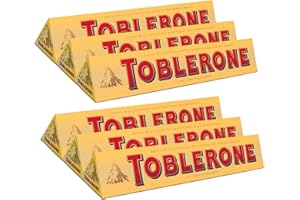 TOBLERONE SWISS MILK CHOCOLATE WITH HONEY AND ALMOND NOUGAT 6 X 100 G BARS by Toblerone