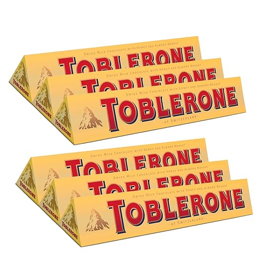 Toblerone of Switzerland Milk Chocolate with Honey and Almond Nougat - 6 Pack Pouch, 6 x