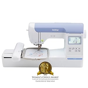 Brother Embroidery Machine, PE800 5" x 7, with Color Touch LCD Display, USB Port, 11 Lettering Fonts, and 138 Built-In Designs