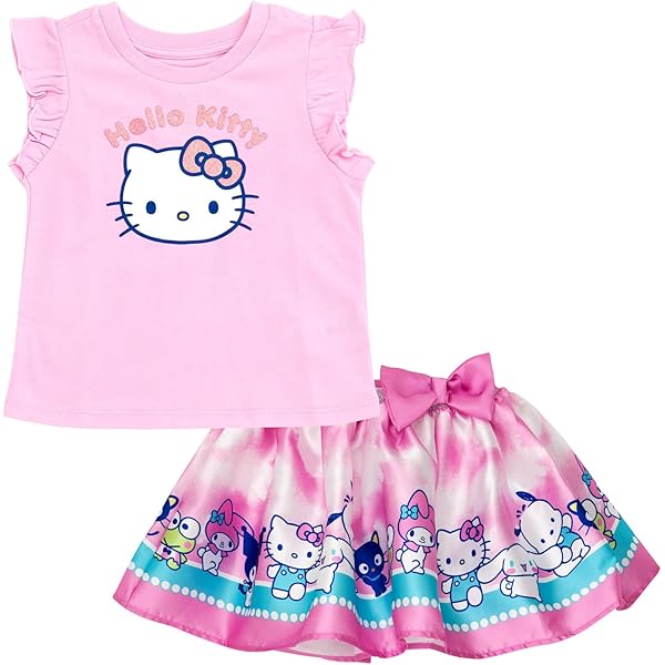 Amazon.com: Hello Kitty 7 月4 日女孩薄紗蓬蓬裙幼兒到大童尺寸