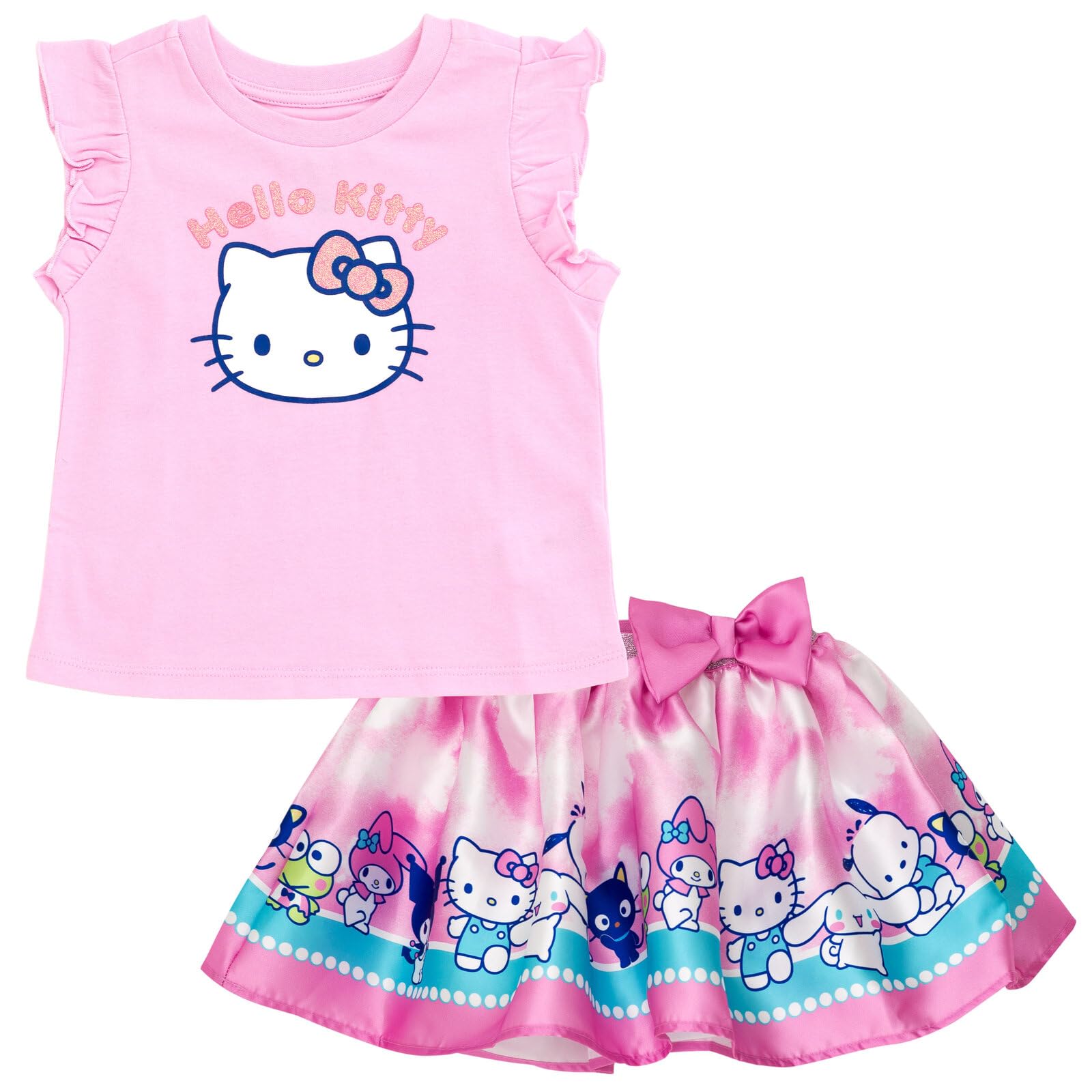Photo 1 of **Top Only** Hello Kitty tle Girls Tank Top and Satin Skirt Outfit Set Tie Dye Pink Hello Kitty Friends 7-8