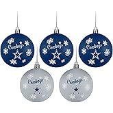 FOCO Dallas Cowboys NFL 5 Pack Shatterproof Ball Ornament Set