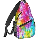 Famame Rainbow Washed Tie Dye Sling Backpack Chest Bag Crossbody Shoulder Bag Gym Cycling Travel Hiking Daypack For Men Women