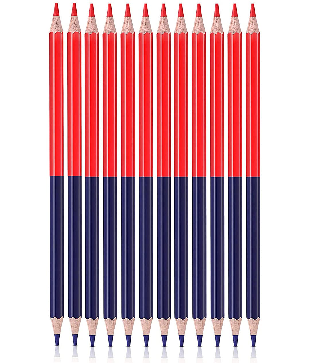 Ncheli 12 pcs red and blue pencil, double head school drawing pencil, double ended coloured pencils for drawing colouring card, marking, test scoring supplies