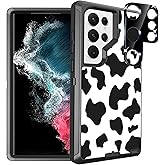 OTTARTAKS Compatible for Samsung Galaxy S23 Ultra Case Cute Luxury Cow Print Case with Camera Len Protector [Military Grade Protection] Heavy Duty Shockproof Case for Galaxy S23 Ultra 5G 6.8inch