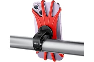 VUP Bike Phone Mount, Universal Bike Cell Phone Holder, 360° Rotatable, Silicone Bicycle Phone Mount Compatible with iPhone 14/13/Pro Max/Pro/mini/12/11/Xs, 4.0''~6.7'' Cellphones Red
