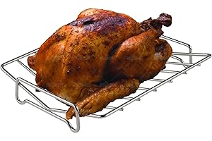 GRIADDICT Stainless Steel Turkey Roasting Rack, V-shaped Racks for Smoking and Broiling Chicken, Bird, and Pork Tenderloin. Nonstick Cooking Rack for Roasting Pan. Kamado, Smoker, BGE Accessories, 13×10"