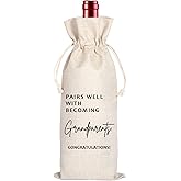 Maydvdv Grandparents Wine Themed Announcement,Gandma Grandpa Wine Bag,New Grandparents Gift-Pairs Well with Becoming Grandparent Congratulations