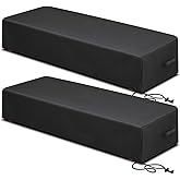 Tingjoo 2 Pcs Patio Chaise Lounge Cover Waterproof Outdoor Lounge Chair Cover 30" D x 83" W x 12" H UV Resistant with Handle Strap for Furniture Protection (Black)