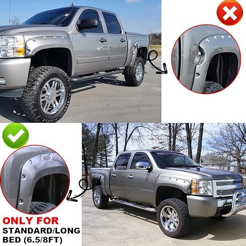 PIT66 Fender Flares For Chevy Silverado 1500/2500HD/3500HD 2007-2014 - Matte Black Pocket Style - View #13