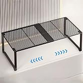 HGZBS Extendable Metal Wire Shelf Organizer - Adjustable 15-24.4in Length, Stackable Storage Rack for Kitchen/Pantry/Bathroom/Shoe Cabinet/Tool Closet (1,Black)