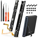 Left and Right Slide Rail for Nintendo Switch Console Slide Rail Bar Replacement with Flex Cable for NS Nintendo Switch Console Rebuild Track Accessories Repair Parts(with Console Screws)