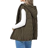 Qesulk Womens Puffer Vest Casual Sleeveless Hooded Zip Up Jacket Quilted Winter Coat Stand Collar Gilet Jacket with Pockets