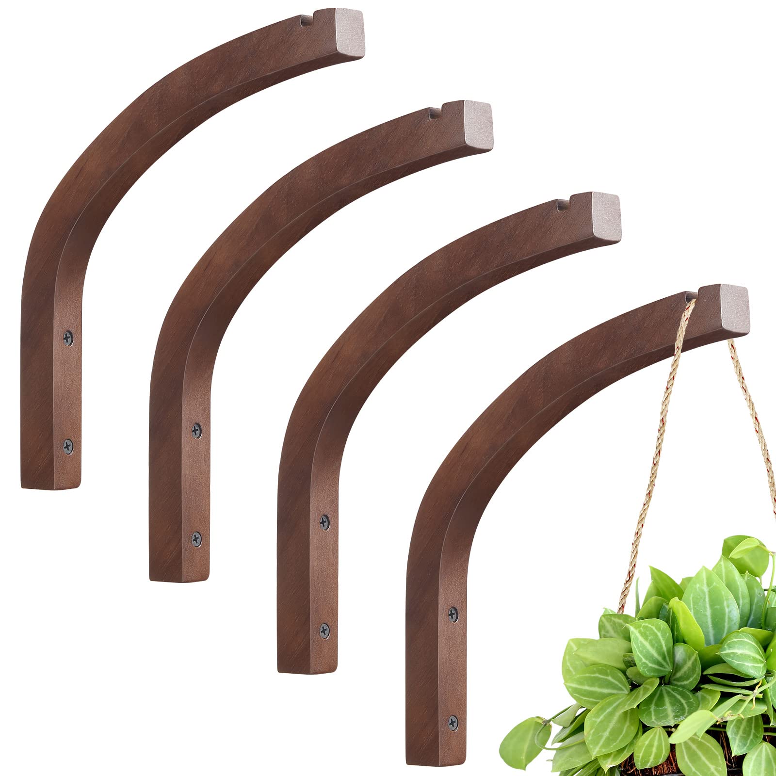 Photo 1 of ****2 PCS ONLY***Juexica 4 Pcs Plant Hanger Wooden, 8 Inch Hanging Plant Hooks for Indoors and Outdoor, Wall Mounted Hanging Hook Brackets for Planters Lanterns Wind Chimes and Bird Feeders Patio Decor(Coffee Color)