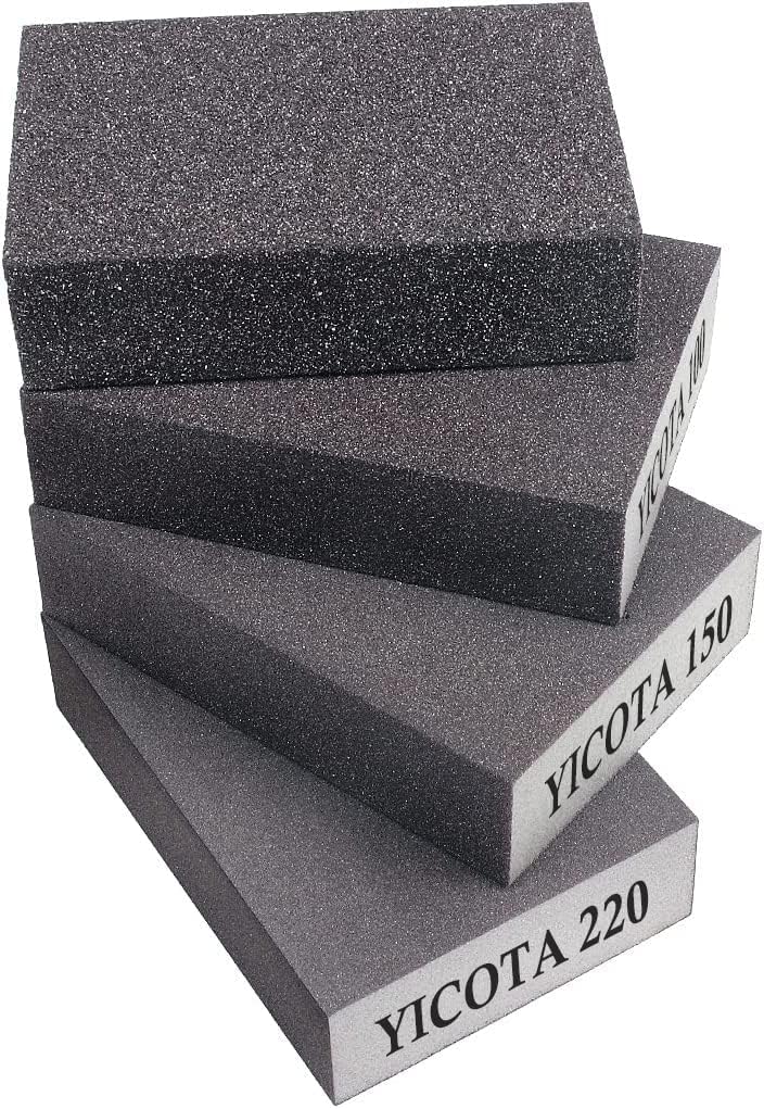 YICOTA Sanding Blocks 4 Pcs 4 Grits Coarse Medium Fine Superfine Wet Dry