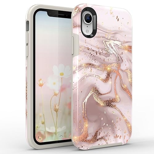 Dutyway for iPhone XR Marble Case, Cute Gold Glitter Phone Cases for iPhone  10xr, Heavy Duty Rugged Bumper Shockproof Protective Soft Rubber Hard PC  Cover for Women MenPink Marble in Saudi Arabia |