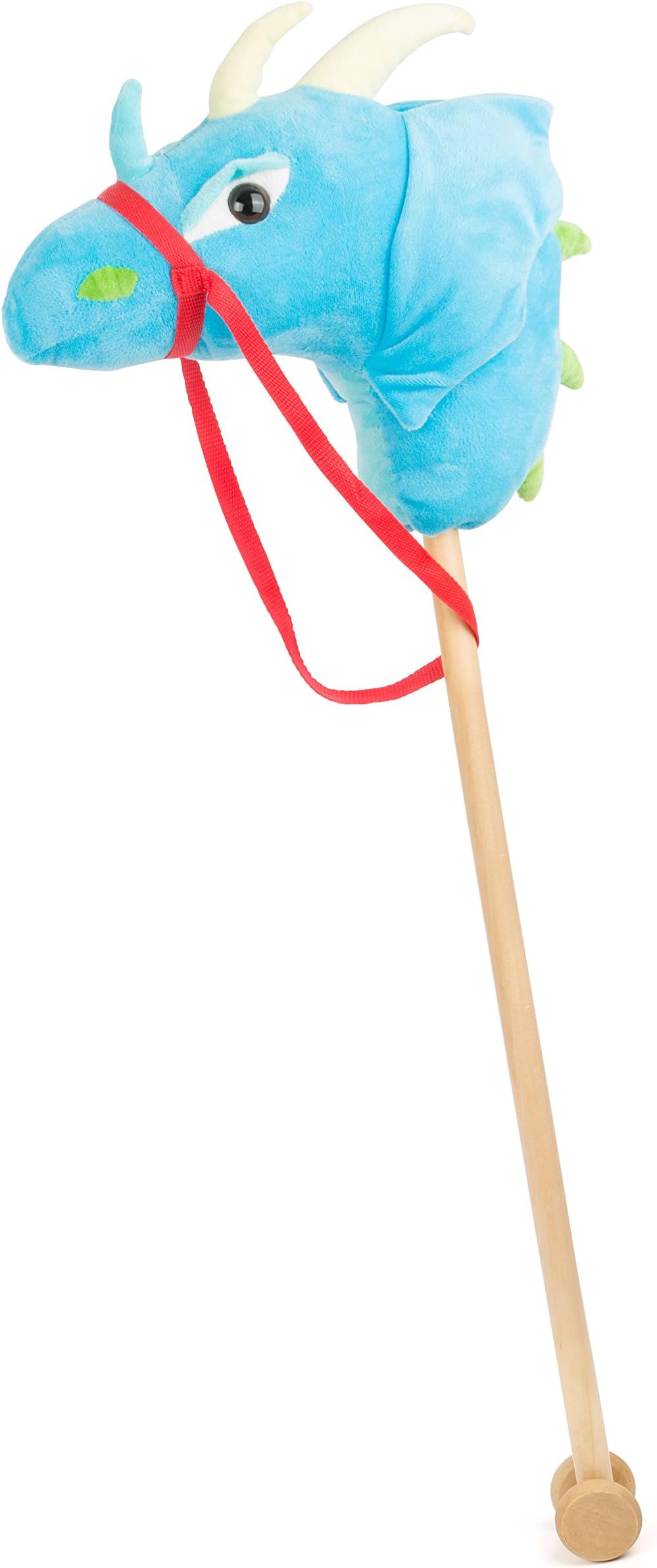 small foot design 10820 Hobby Horse with Dragon Head Made of Blue, Soft Plush and with a Practical Holster for Steering, Robust Wooden Rod for Big Play Fun