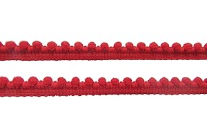 YYCRAFT 10 Yards 3/8" Wide Tiny Pom Pom Ball Fringe Trim DIY Craft Sewing Accessory for Home Curtain Clothes Pillow Decoration(pom Size 5mm,Red)