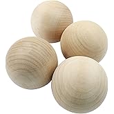 Hitefu 3 Inch Wooden Round Ball, 4 Pcs Unfinished Natural Wooden Balls, Smooth & Solid Hardwood Ball for Crafts, DIY, Decoration, Art Painting