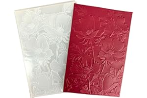 DIYology 3D Flowers Embossing Folders for Card Making, 3 d Flowers and Leaves Texture Embossing Folder Template for DIY Paper Crafting Scrapbooking Polymer Clay Decoration