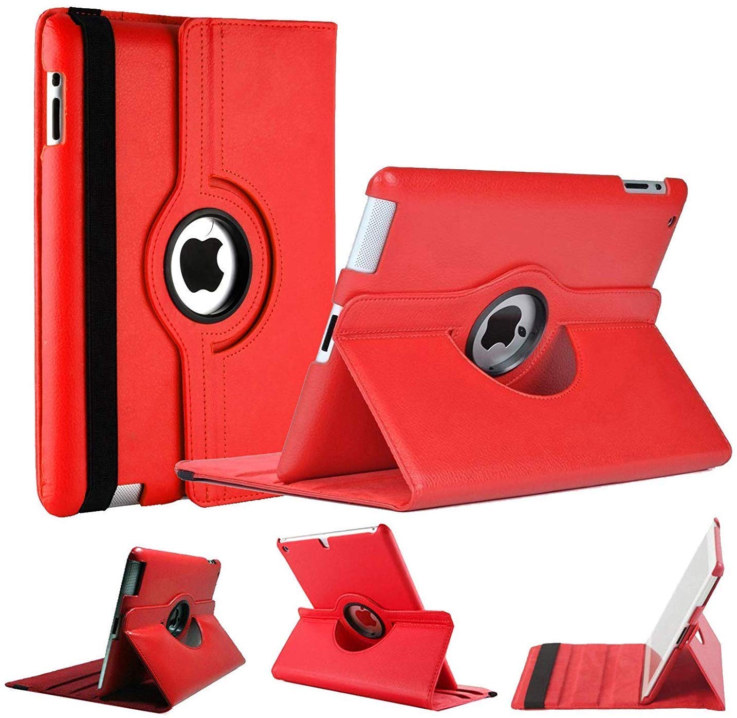 World biz Rotating Case for iPad Mini 5 Mini 4, iPad Mini5 (2019) iPad Mini4 (2015) 360 Degree Rotation Stand Shockproof Protective Cover With Auto Sleep Wake Function (Red)