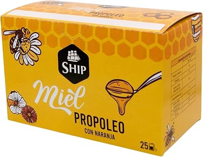 Ship - Infusión de Propóleo con Miel - Caja de 25 Unidades - Sabor a Naranja - Contribuye al Bienestar Respiratorio - Fortalece el Sistema Inmunológico - Propiedades Antibacterianas