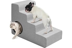 Sturdy Dog Stairs -PetThem 22.5''H Extra Wide Safe & Comfort, Pet Stairs for Bed Couch Sofa, and Chair, Pet Steps for Small Medium Dogs, Cats, or Pets Joints, Non-Slip Bottom -Larger Step Area