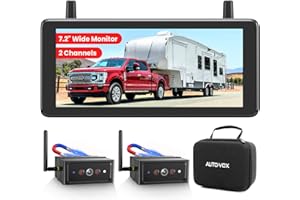 Auto-Vox Wireless Backup Camera Magnetic:7.2" 1080P Split-Screen DVR Monitor,Dual Camera,6600mAh Long-Life Rechargeable Battery,Trailer Camera with IR Night Vision for RV,Truck