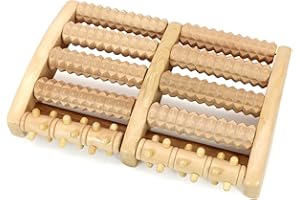 Dual Foot Massager Roller Wooden Acupressure Massage Tool For Pain Relief Arch Pain and Muscle Tense Stress Relief