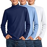 LessonZoo 3 Pack Boys Turtleneck Tops Kids Long Sleeve Shirts Turtle Neck Pullover Undershirt Youth Basic Layer Warm Tops