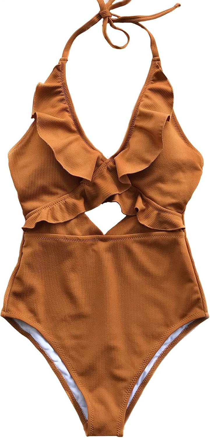 burnt orange one piece swimsuit