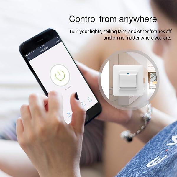 Monland WiFi Smart Light Switch Push Button Smart LifeTuya APP el Control Remoto Funciona con Alexa Home para Control de Voz 1 GangEU Plug