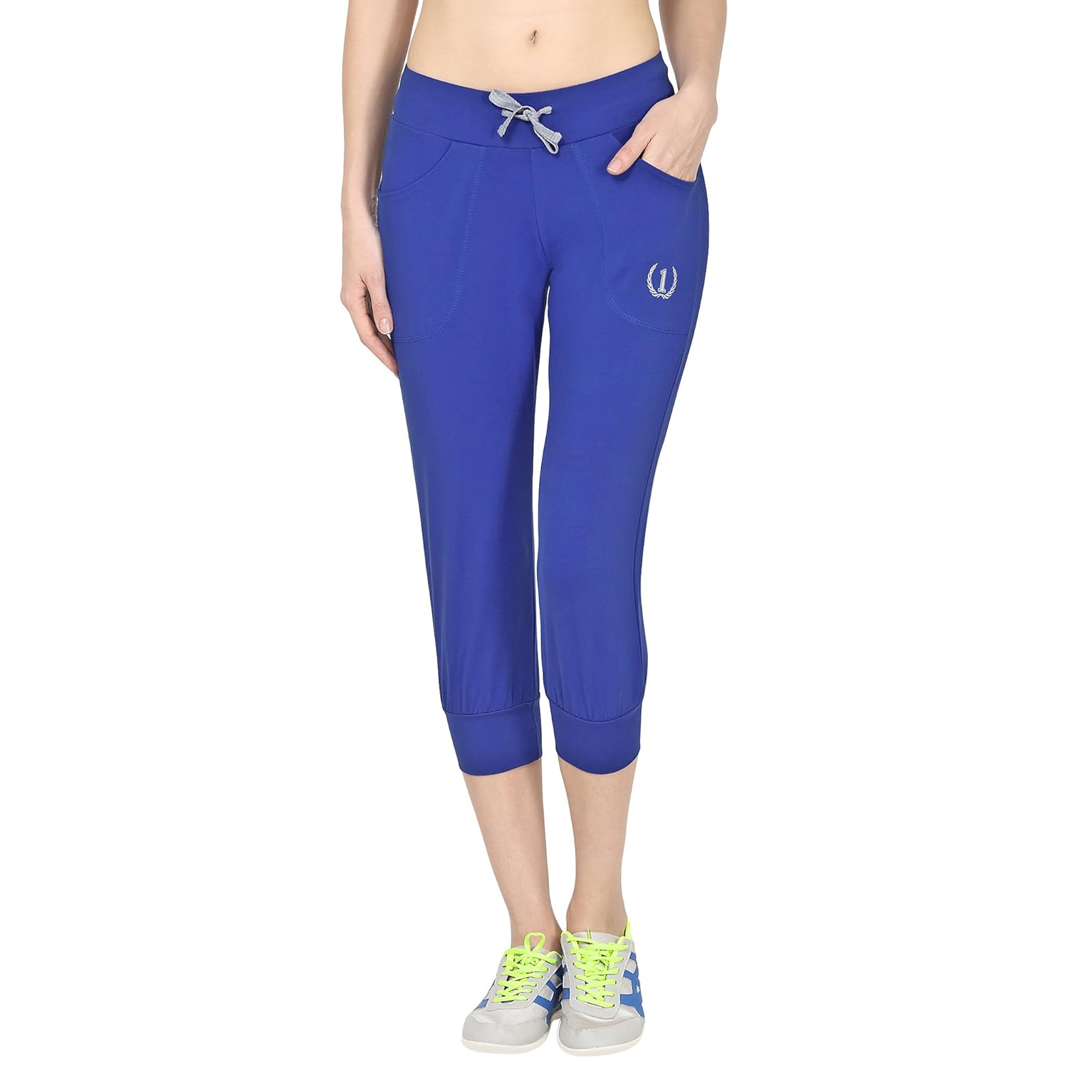 onesport blue regular fit sports track pants for women(onsp42rb)