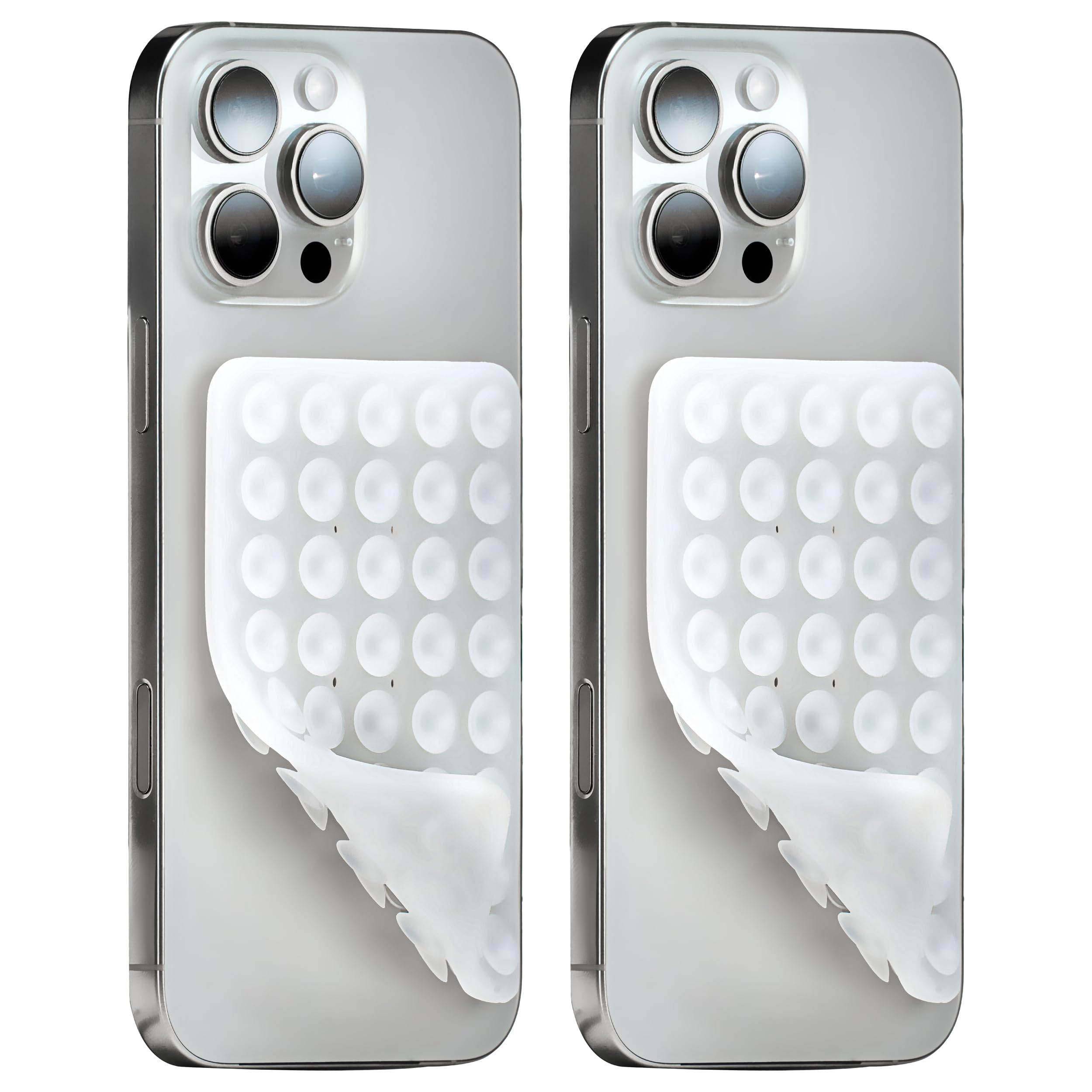 2 Pack Double-Sided Silicone Suction Cup Phone Case Mount, Sticky Grip Phone Holder with Enhanced Suction, More Secure Hands-Free Phone Accessory Holder for Selfies and Videos (Transparent)