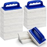Maxdot 18 Pcs Handled Bath Scrubber Sponge Scrub Pad with Handle Cleaning | Blue White, 15 Bathroom Scouring Pad 3 Bathtub Scrubber, for Swimming Pool Sink Shower Tile, Non Scratch Soap Scum Remover