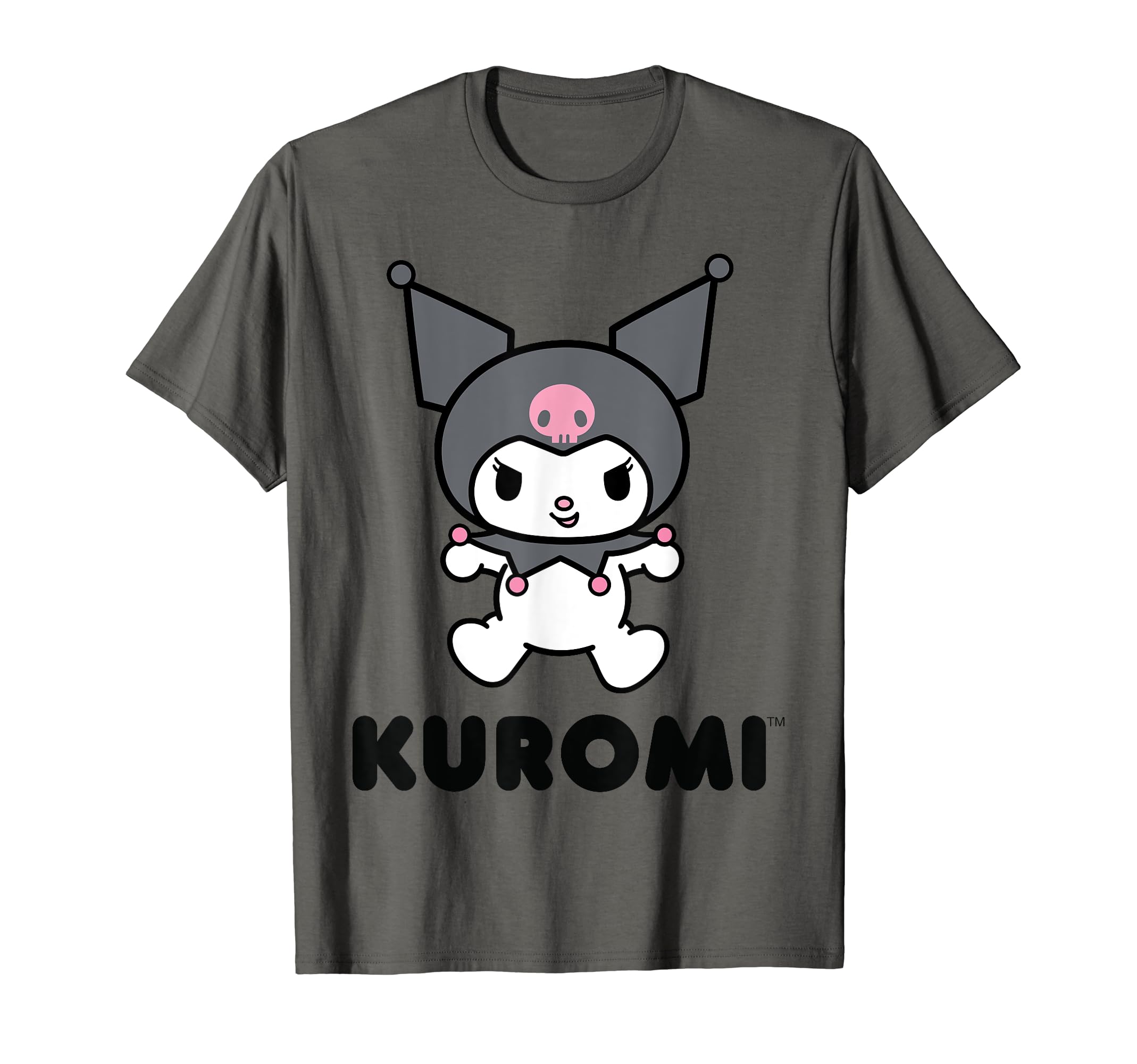 SANRIO Kuromi Character Front and Back T-Shirt, Grey