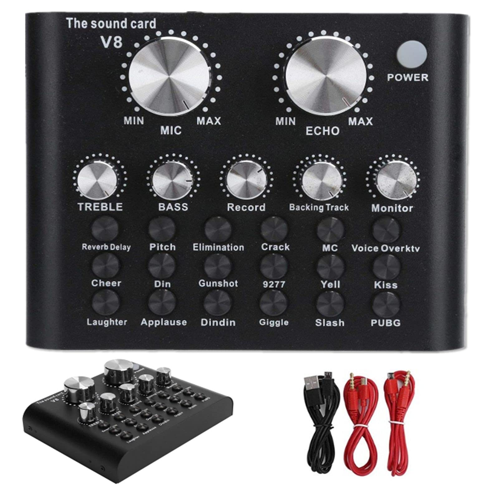 Lazmin112 Sound Mixer Board, Bluetooth Audio Mixer with 112 Electroacoustics, 18 Sound Effects, Voice Changer, for Music Recording, Karaoke, Live Broadcast, Black