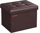 SONGMICS Storage Ottoman Foldable Foot Rest 31x41x31 cm Chestnut Brown LSF100K52