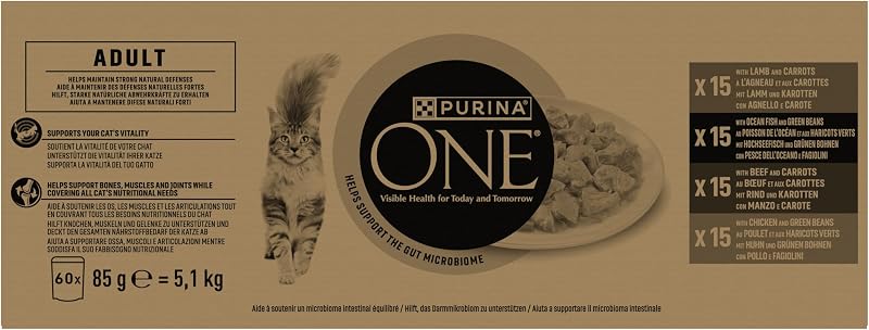 Sensitive - Comida húmida para gatos adultos, 60 sacos de 85