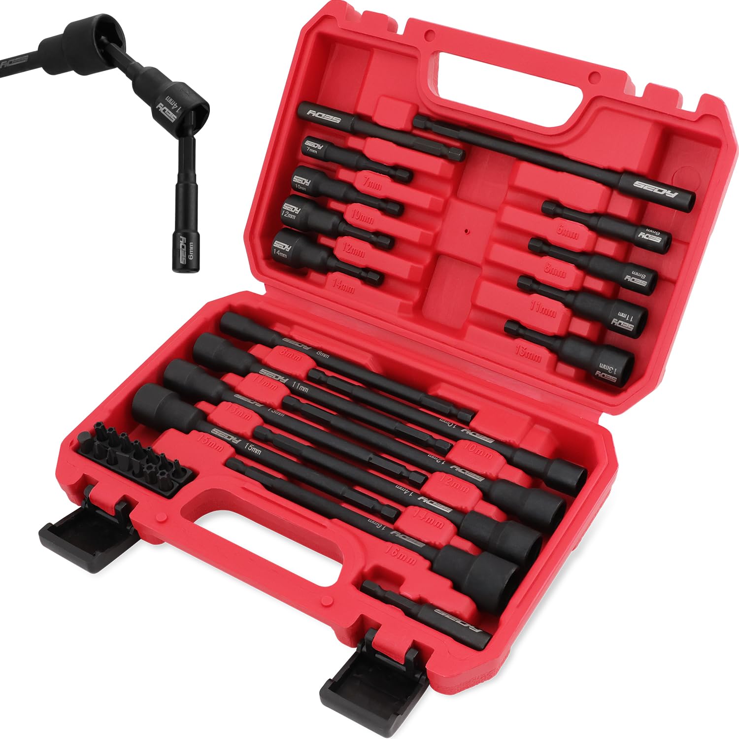 Photo 1 of Magnetic Impact Long Nut-Driver Set:33-Piece Metric Hex Nut Driver Drill Bit with Screwdriver Bit Set Extension Nut Driver Setter for Mechanic Garages Workshops Repair