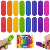 Textured Sensory Stickers for Kids &amp; Adults, 16 Pack Silicone Calm Strips | 8 Colors 4 Textures; Quiet Fidgets for Autism, ADHD &amp; Anxiety; Special Education Classroom, Calm Corner &amp; School Supply