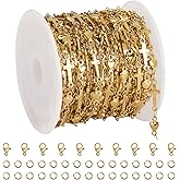 YOUBEIYEE 4 Meters Gold Plated Cross Heart Chains for Jewelry Making Stainless Steel Jewelry Making Chain Roll