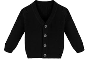 Lilax Baby Boys Basic Long Sleeve V-Neck Classic Knit Cardigan Sweater