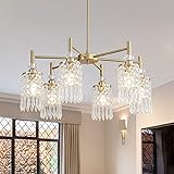 AGEJYYY Crystal Gold Chandelier, 6-Light Modern
