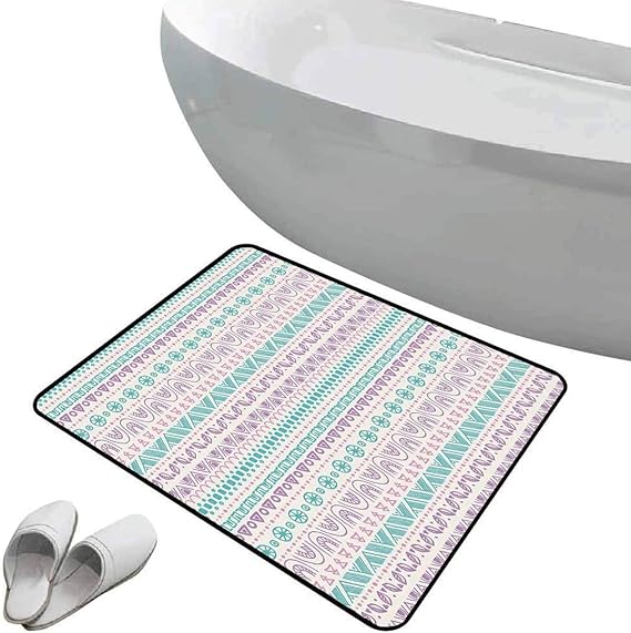 Alfombra de baño antideslizante de felpudo A rayas Alfombrilla goma