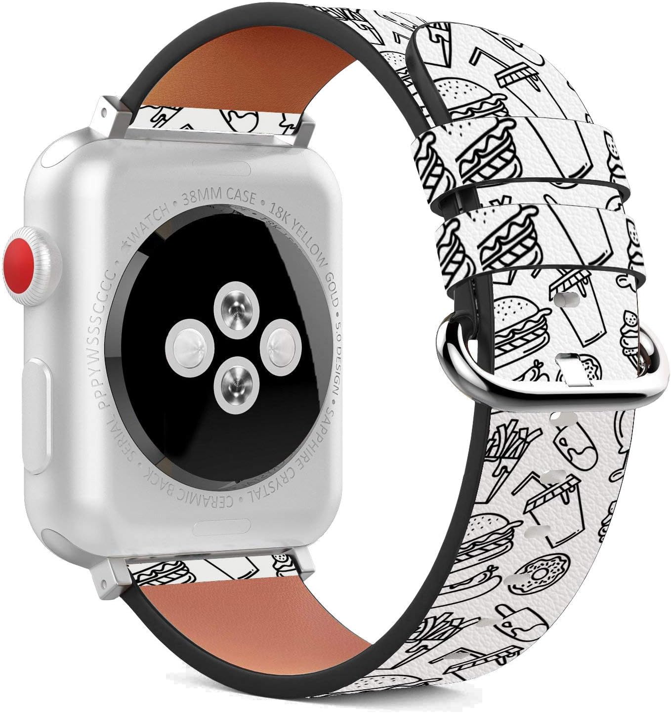 Compatible with Apple Watch - 38mm / 40mm (Serie 5,4,3,2,1) Leather Wristband Bracelet with Stainless Steel Clasp and Adapters - Junk Rotten Garbage