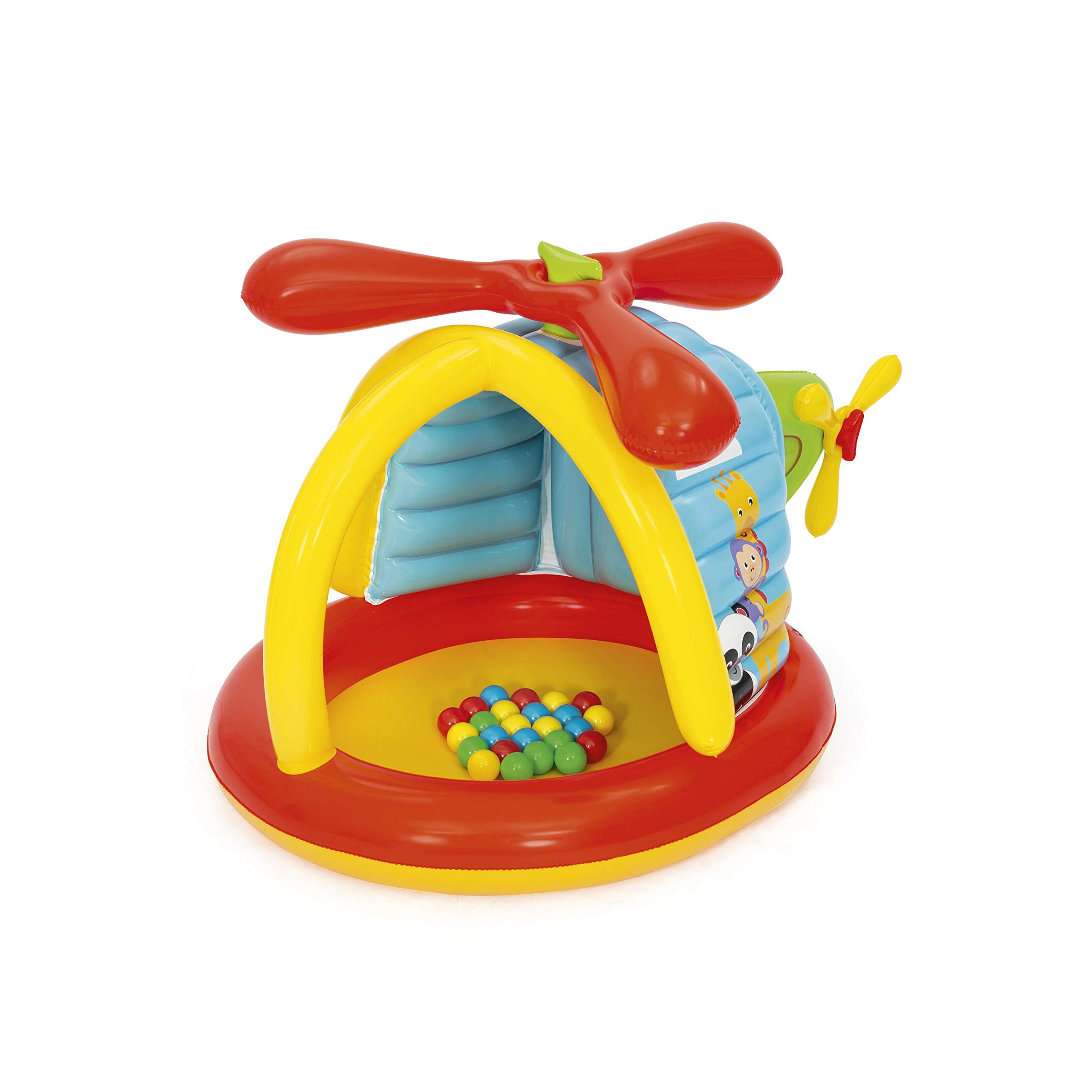 Bestway Fisher Price aufblasbarer Hubschrauber, Bällebad mit 25 Spielbällen, 155x102x91 cm