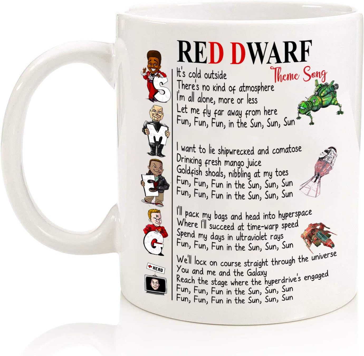 Red Theme Song Dwarf White 11OZ Coffee Mug