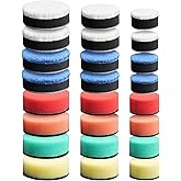 Blycorul 24PCS Multi-Size Polishing Pad Kit - 1/1.5/2 Inch Foam Wool Buffing Pads for Car Detailing Polishing Waxing (3 Sizes, 24-Pack)